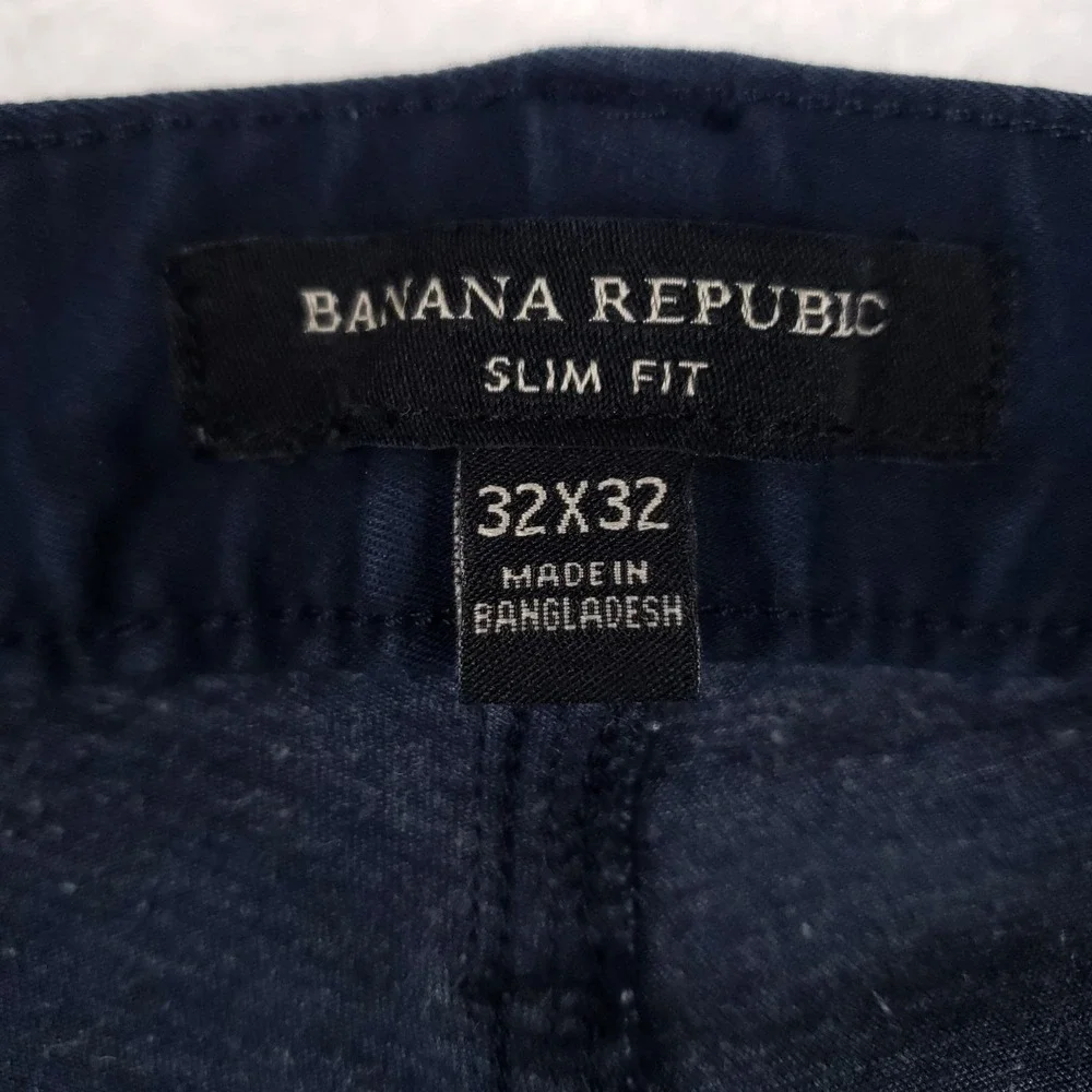 Banana Republic Slim Fit Pants Mens 32x32 Blue Flyweight Stretch Chino Casual